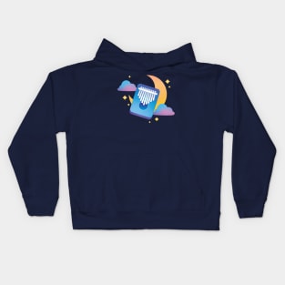 Kalimba Blue Night Moon Stars Kids Hoodie